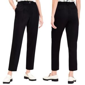 EUC Loft Pants Lyocell Trousers Pleated Tapered Solid Black Size 6 Petite 6p